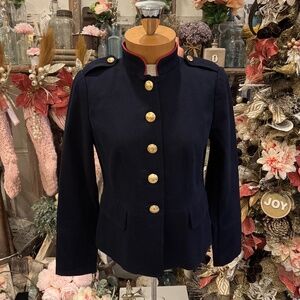 NWT TALBOTS MILITARY BLAZER | EPAULETS GOLD BUTTONS | RED PIPING | TAILORED | 2